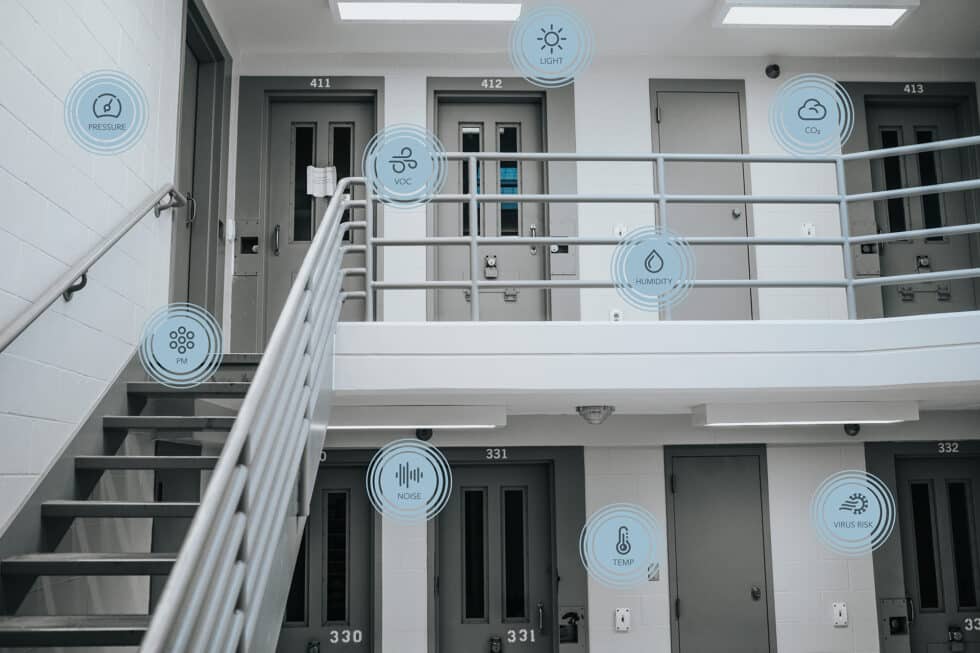 A stairway featuring various icons, symbolizing different concepts or actions along its steps.